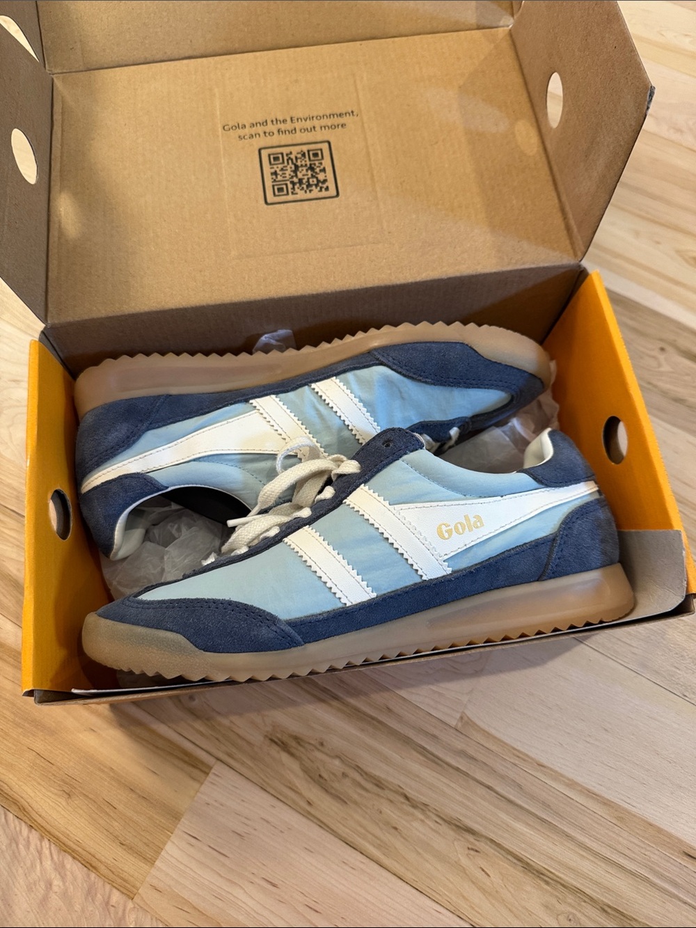 Gola Firefly shoes sneakers-Blue-White Contrasting Stripes-7